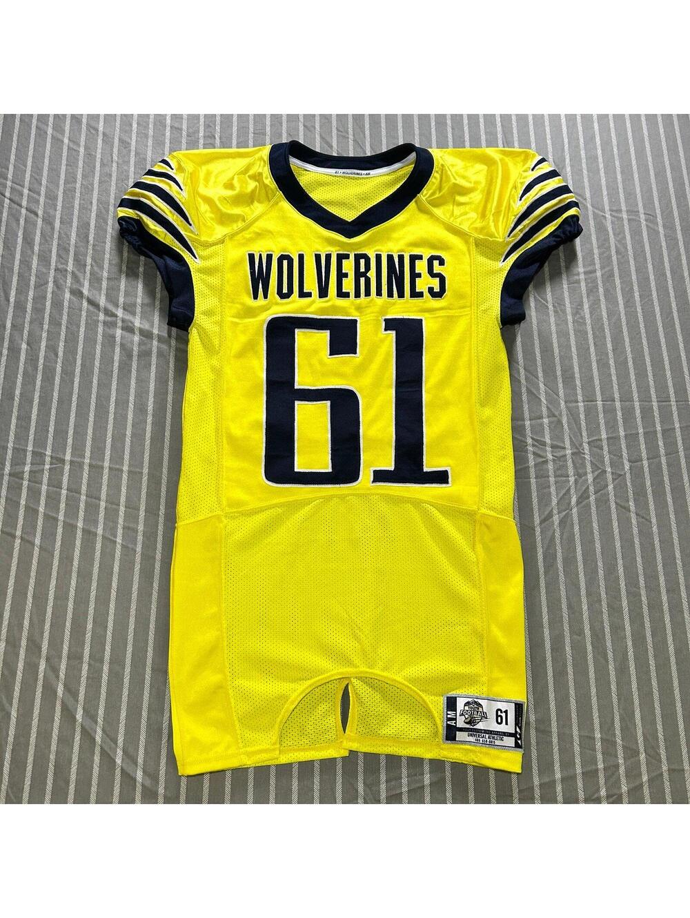 wolverines jersey 61 yellow and navy